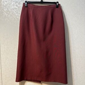24K Mauve Dusty Rose Midi Pencil Skirt Slit Vintage Retro Business Workwear Sz M